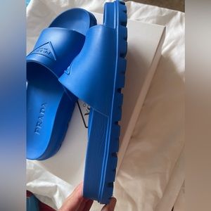 Prada Triangle Logo Rubber Slides